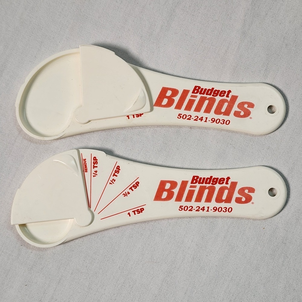 Measuring Spoons Vintage Adjustable 1 Tsp to 1/4 tsp Lot of 2 Budget Blinds Ads